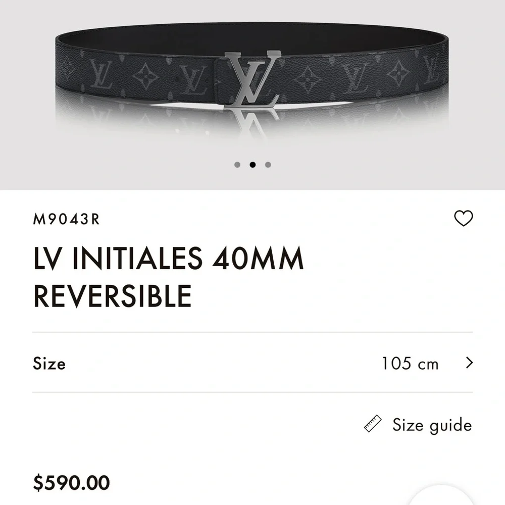 Mens Louis Vuitton belt. 10/10 condition, with dust bag and serial number tag. - Picture 2 of 4